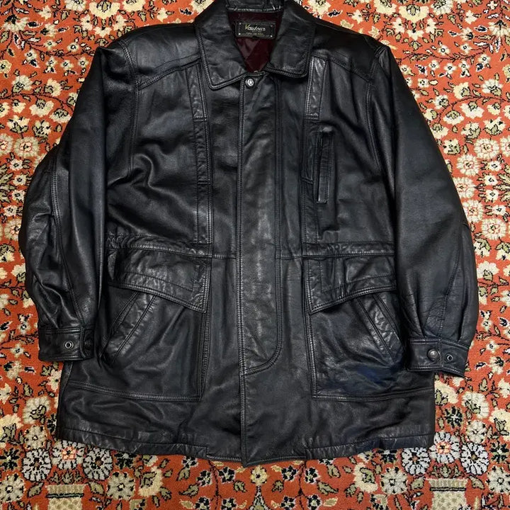 [BUNJANG] Vautoun Vintage Lambskin Half Leather Jacket / [105] Vautoun 빈티지 램스킨 하프 가죽 자켓