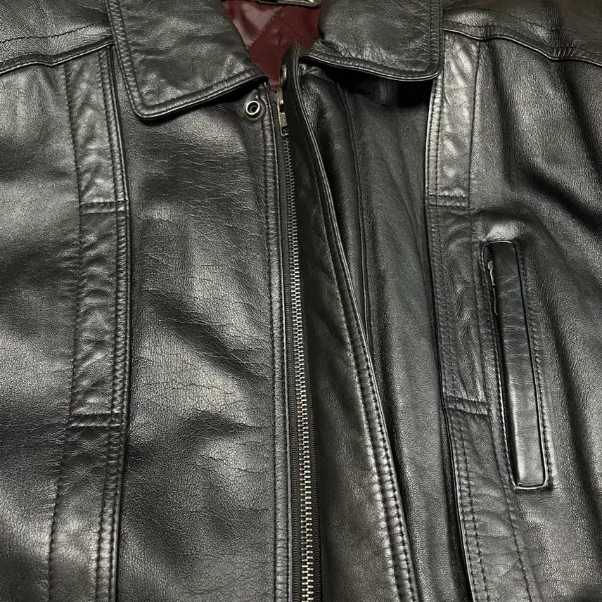 [BUNJANG] Vautoun Vintage Lambskin Half Leather Jacket / [105] Vautoun 빈티지 램스킨 하프 가죽 자켓