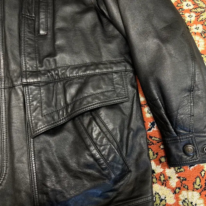 [BUNJANG] Vautoun Vintage Lambskin Half Leather Jacket / [105] Vautoun 빈티지 램스킨 하프 가죽 자켓