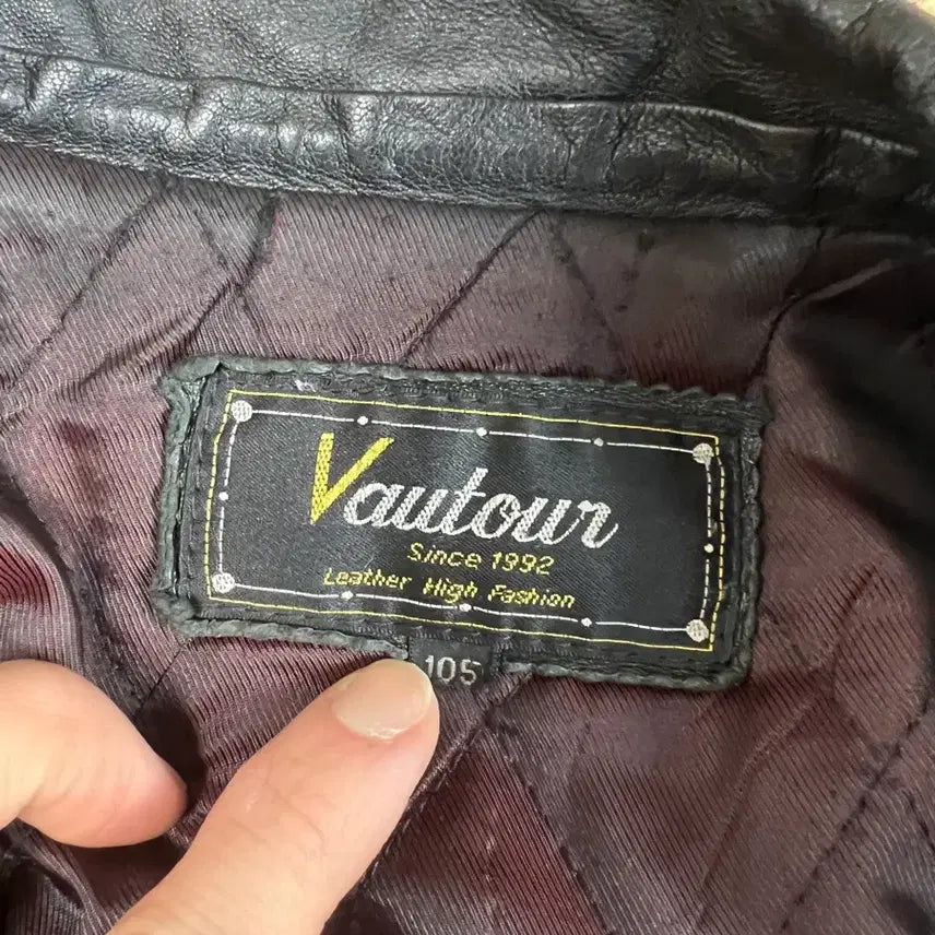 [BUNJANG] Vautoun Vintage Lambskin Half Leather Jacket / [105] Vautoun 빈티지 램스킨 하프 가죽 자켓