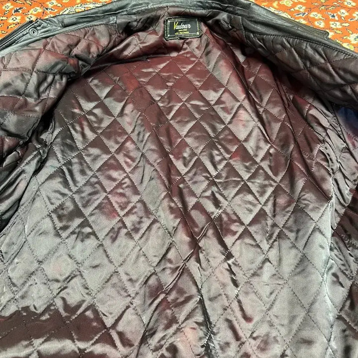 [BUNJANG] Vautoun Vintage Lambskin Half Leather Jacket / [105] Vautoun 빈티지 램스킨 하프 가죽 자켓