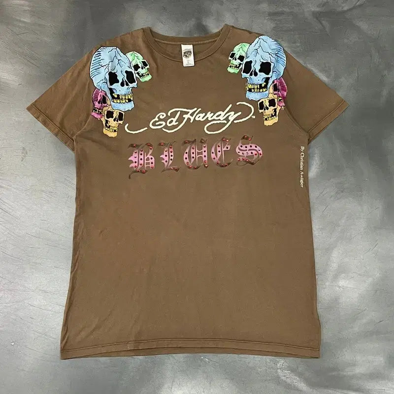 [BUNJANG] Ed Hardy Cubic Skull Full Print T-shirt / 에드하디 큐빅 스컬 풀프린팅 반팔티 y15950