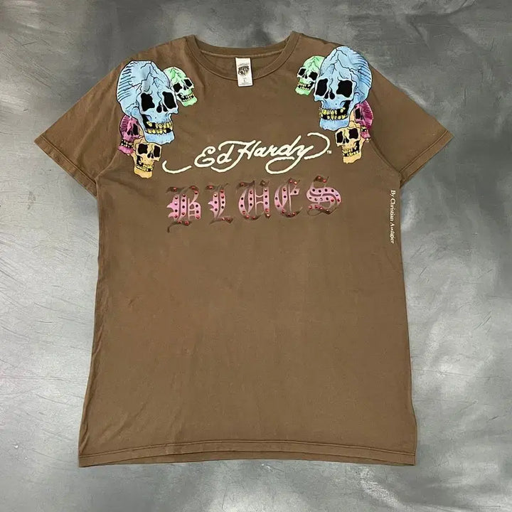 [BUNJANG] Ed Hardy Cubic Skull Full Print T-shirt / 에드하디 큐빅 스컬 풀프린팅 반팔티 y15950
