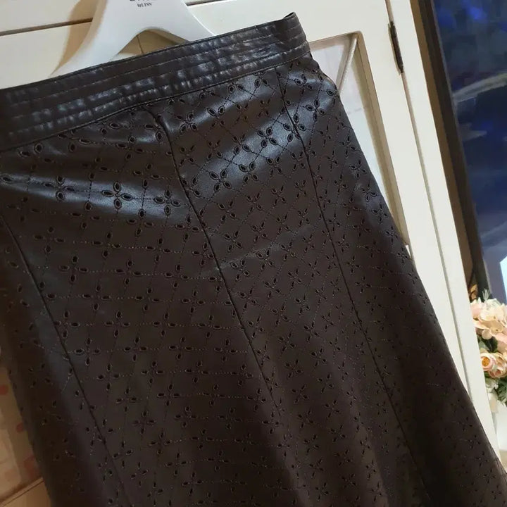 [BUNJANG] Leather Long Skirt / 레더스커트 롱스커트/55 브라운 블랙