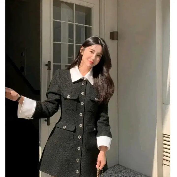 [BUNJANG] LoveSomeOne Tweed Mini Dress Jacket / 러브썸원  트위드 미니 원피스 자켓 결혼식 하객룩