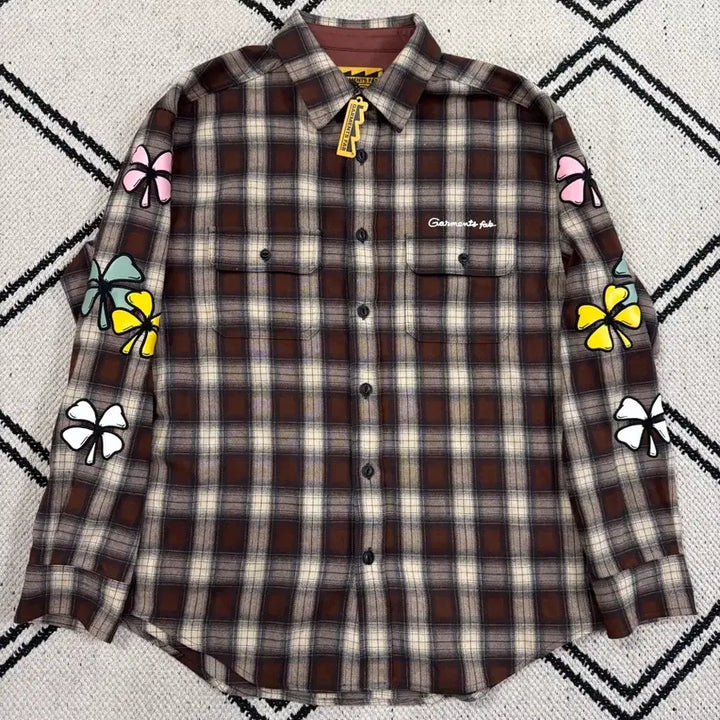 [BUNJANG] Garments Fab Clover Check Shirt - Brown / [새제품/L] 가먼츠팹 클로버 체크 셔츠 - 브라운