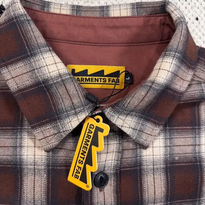 [BUNJANG] Garments Fab Clover Check Shirt - Brown / [새제품/L] 가먼츠팹 클로버 체크 셔츠 - 브라운