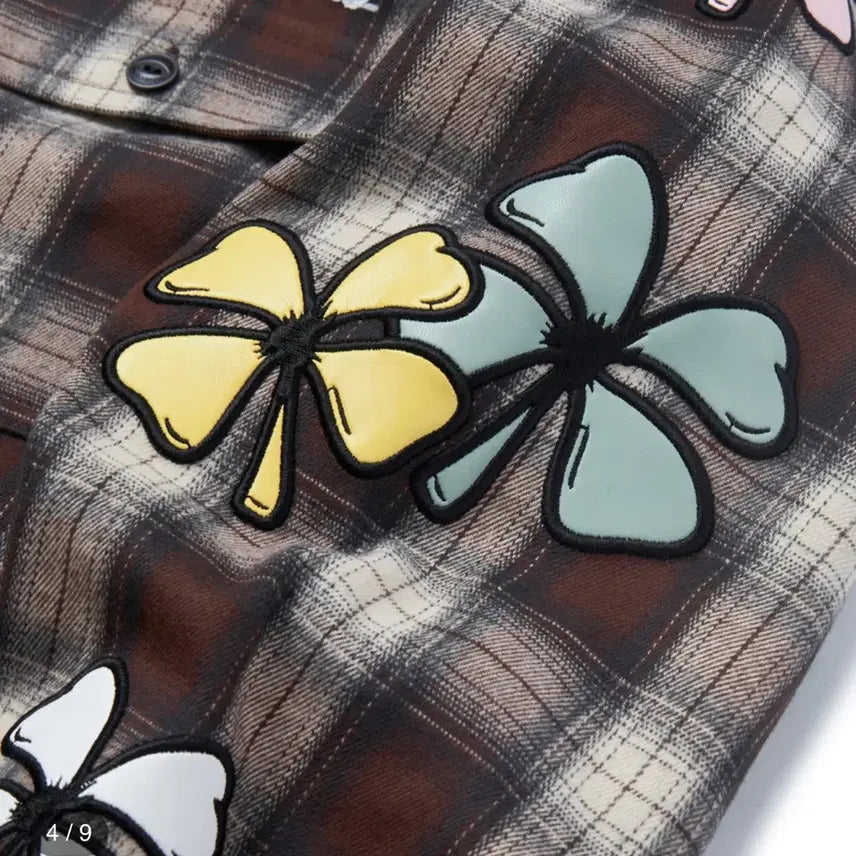 [BUNJANG] Garments Fab Clover Check Shirt - Brown / [새제품/L] 가먼츠팹 클로버 체크 셔츠 - 브라운