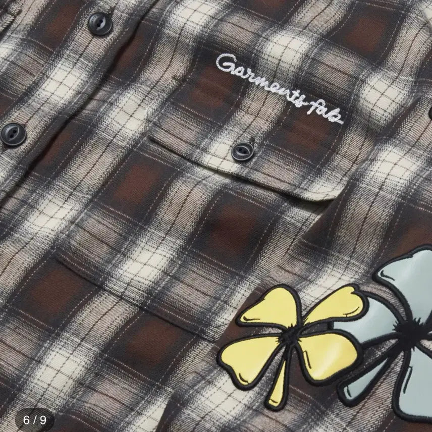 [BUNJANG] Garments Fab Clover Check Shirt - Brown / [새제품/L] 가먼츠팹 클로버 체크 셔츠 - 브라운