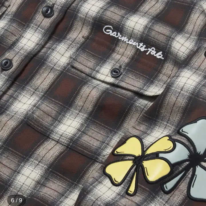 [BUNJANG] Garments Fab Clover Check Shirt - Brown / [새제품/L] 가먼츠팹 클로버 체크 셔츠 - 브라운