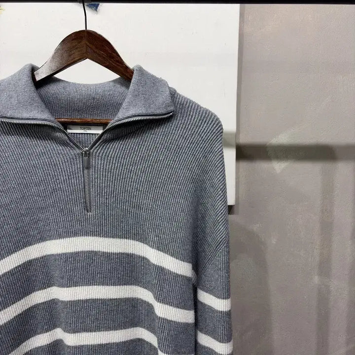 [BUNJANG] Topten Casual Striped Half-Zip Knit Sweater / (105) 탑텐 캐주얼 스트라이프 반집업 니트
