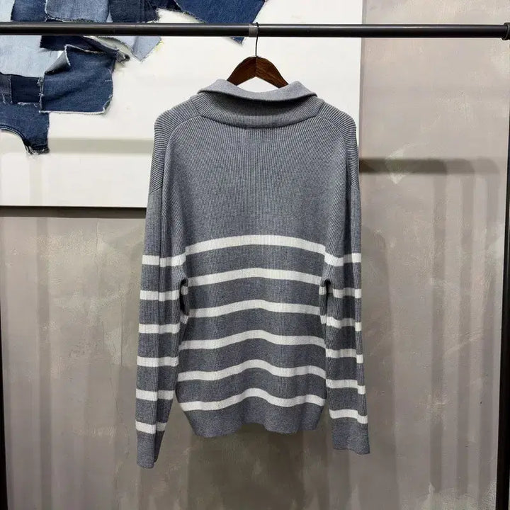 [BUNJANG] Topten Casual Striped Half-Zip Knit Sweater / (105) 탑텐 캐주얼 스트라이프 반집업 니트