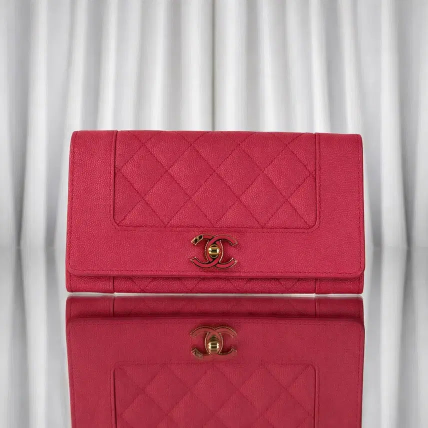 [BUNJANG] Chanel Mademoiselle Pink Snap Long Wallet / (신형)샤넬 마드모아젤 핑크 똑딱이 장지갑