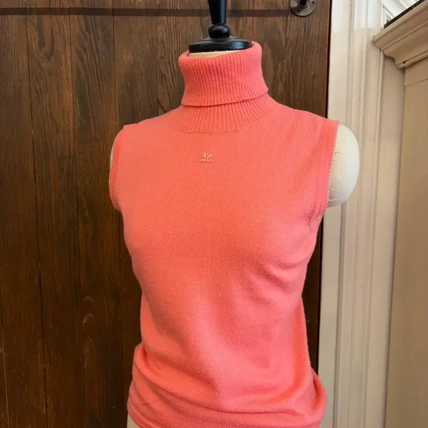 [BUNJANG] Courrèges Coral Pink Knit Three-Piece Set / 꾸레쥬 정품 코랄 쓰리피스