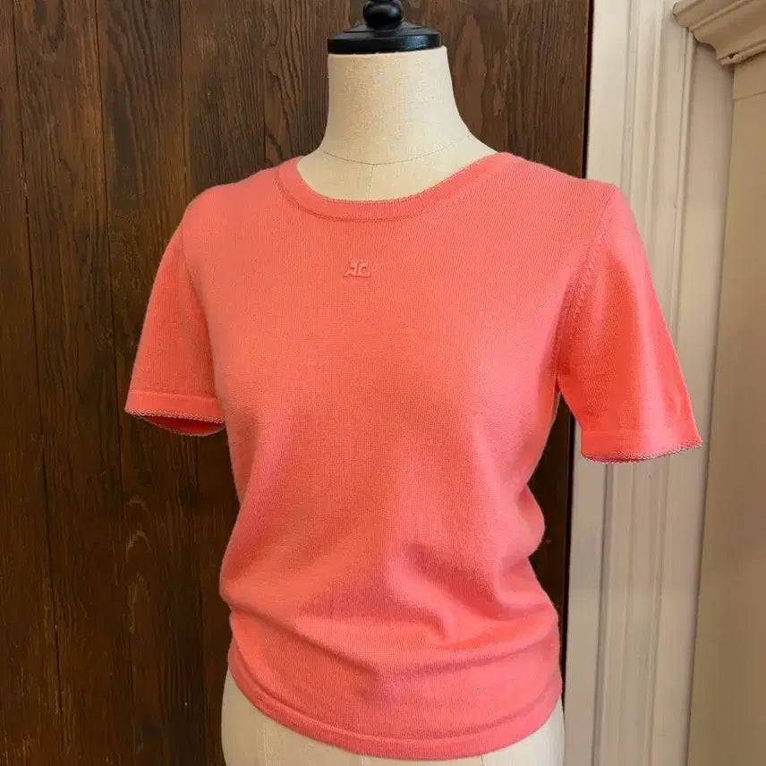 [BUNJANG] Courrèges Coral Pink Knit Three-Piece Set / 꾸레쥬 정품 코랄 쓰리피스