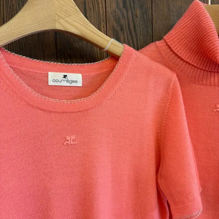 [BUNJANG] Courrèges Coral Pink Knit Three-Piece Set / 꾸레쥬 정품 코랄 쓰리피스