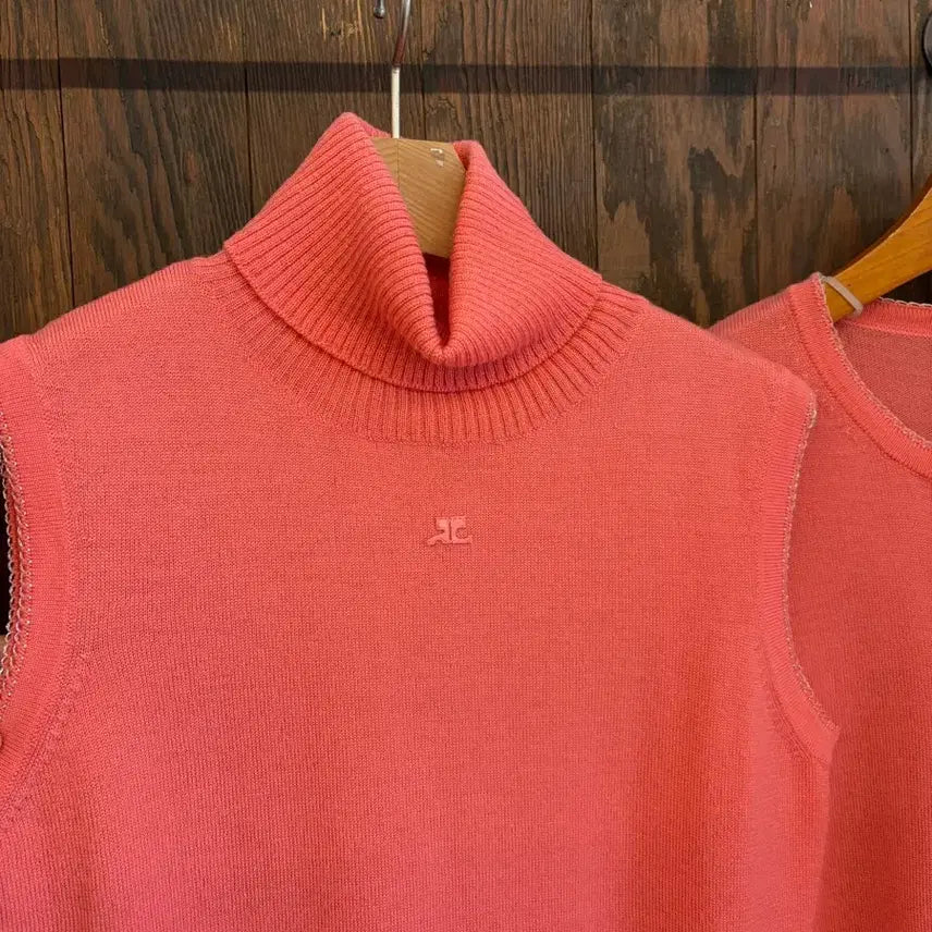 [BUNJANG] Courrèges Coral Pink Knit Three-Piece Set / 꾸레쥬 정품 코랄 쓰리피스