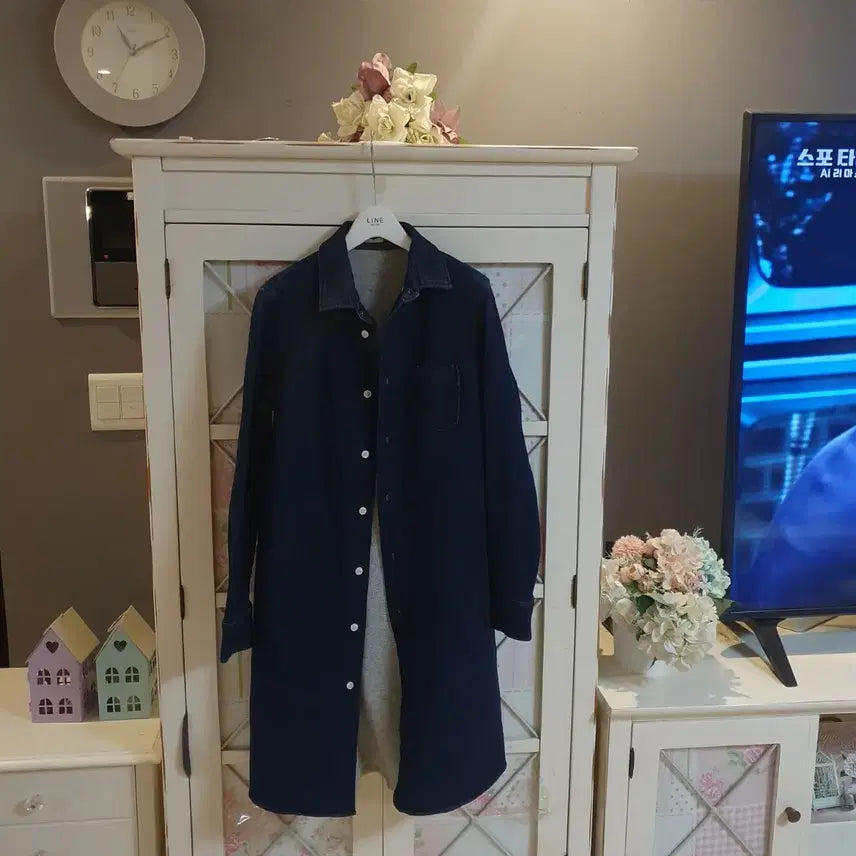 [BUNJANG] Denim Long Jacket Shirt 44-55 / 데님 롱자켓 셔켓 롱셔츠/44~55