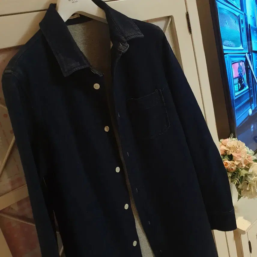 [BUNJANG] Denim Long Jacket Shirt 44-55 / 데님 롱자켓 셔켓 롱셔츠/44~55
