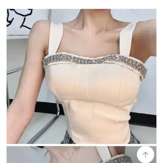 [BUNJANG] Satin Cubic Tank Top - Cream Satin - Imported Apparel / 새틴 큐빅 나시탑 크림새틴 수입의류 홀복 새상품