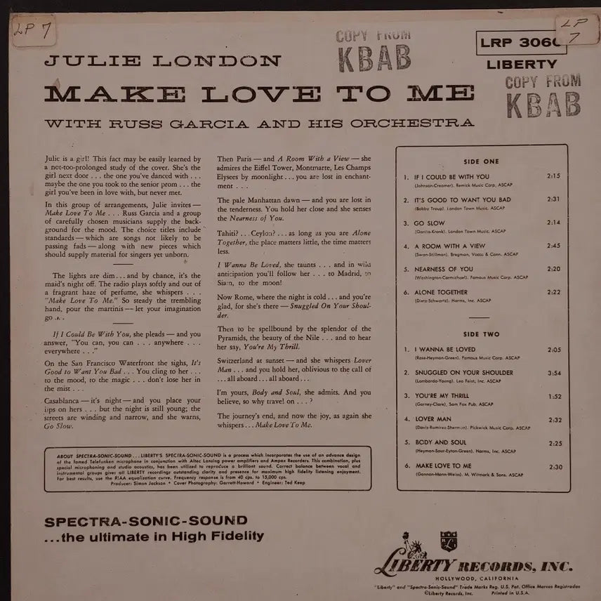 [BUNJANG] Julie London Original Jazz LP / ORIGINAL JAZZ LP - JULIE LONDON