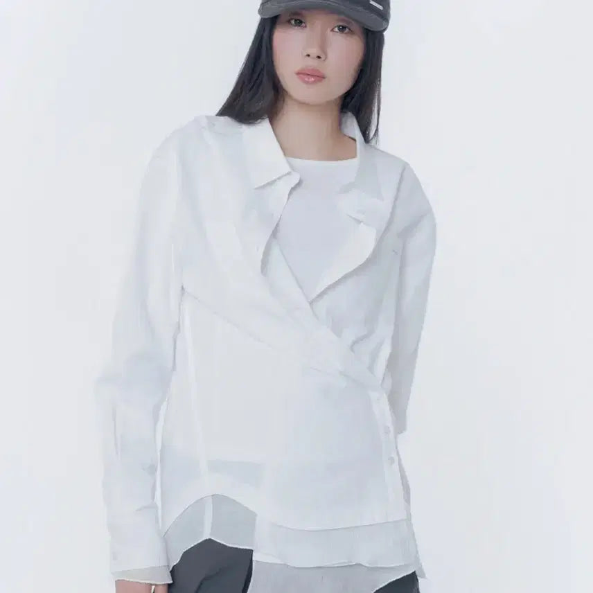 [BUNJANG] Miseki Seoul Oblique Layered Sheer Shirt / [미세키서울] Oblique layered sheer shirts