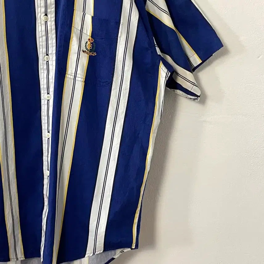 [BUNJANG] Chaps Striped Short Sleeve Shirt / 챕스 스트라이프 반팔 셔츠