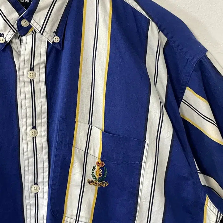[BUNJANG] Chaps Striped Short Sleeve Shirt / 챕스 스트라이프 반팔 셔츠
