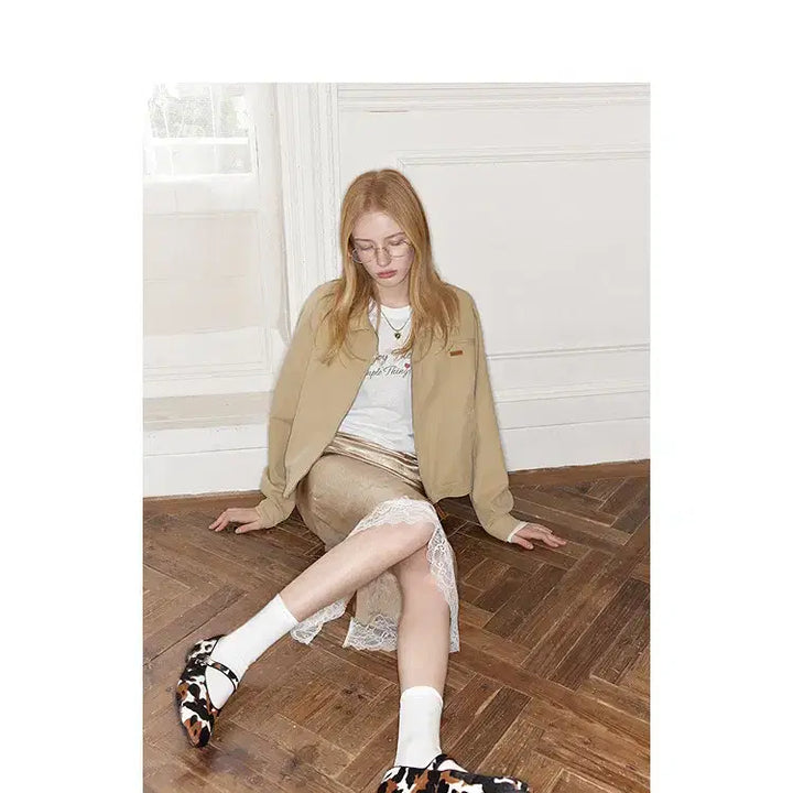 [BUNJANG] UENA American Retro Leather Workwear Short Jacket / UENA 우에나 아메리칸 레트로 가죽 라벨 워크웨어 숏 자켓