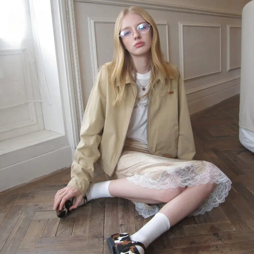 [BUNJANG] UENA American Retro Leather Workwear Short Jacket / UENA 우에나 아메리칸 레트로 가죽 라벨 워크웨어 숏 자켓