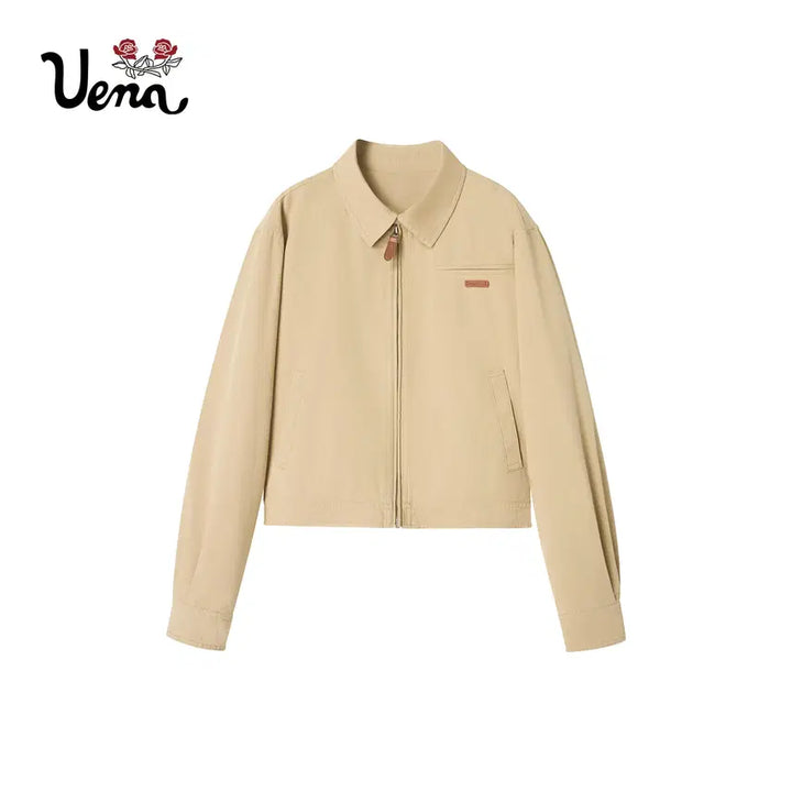 [BUNJANG] UENA American Retro Leather Workwear Short Jacket / UENA 우에나 아메리칸 레트로 가죽 라벨 워크웨어 숏 자켓