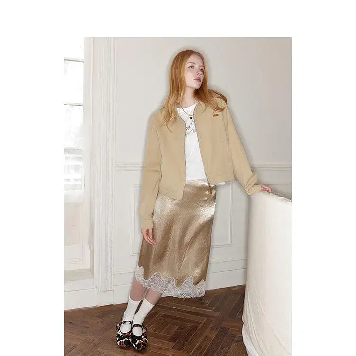 [BUNJANG] UENA American Retro Leather Workwear Short Jacket / UENA 우에나 아메리칸 레트로 가죽 라벨 워크웨어 숏 자켓