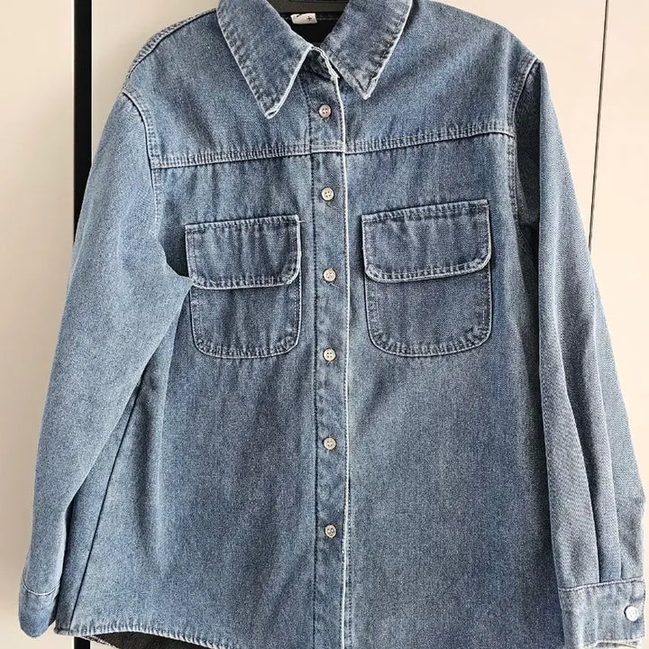 [BUNJANG] Denim Shirt Jacket with Fleece Lining / 기모 안감 데님 셔츠 자켓