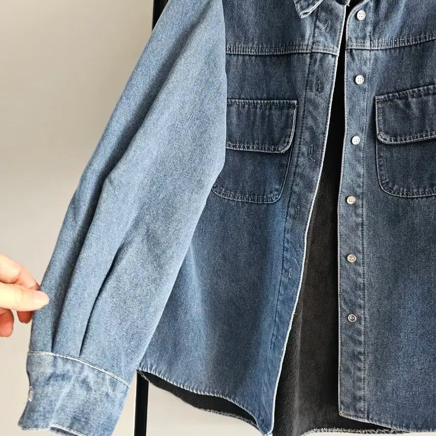 [BUNJANG] Denim Shirt Jacket with Fleece Lining / 기모 안감 데님 셔츠 자켓