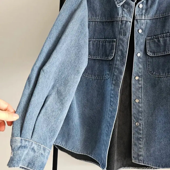 [BUNJANG] Denim Shirt Jacket with Fleece Lining / 기모 안감 데님 셔츠 자켓