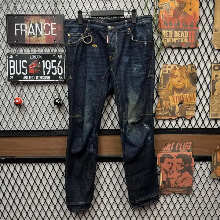 [BUNJANG] Dsquared2 D-Ring Biker Denim Pants / 디스퀘어드2 D링 바이커 데님 팬츠 전면 버클 포인트 진청