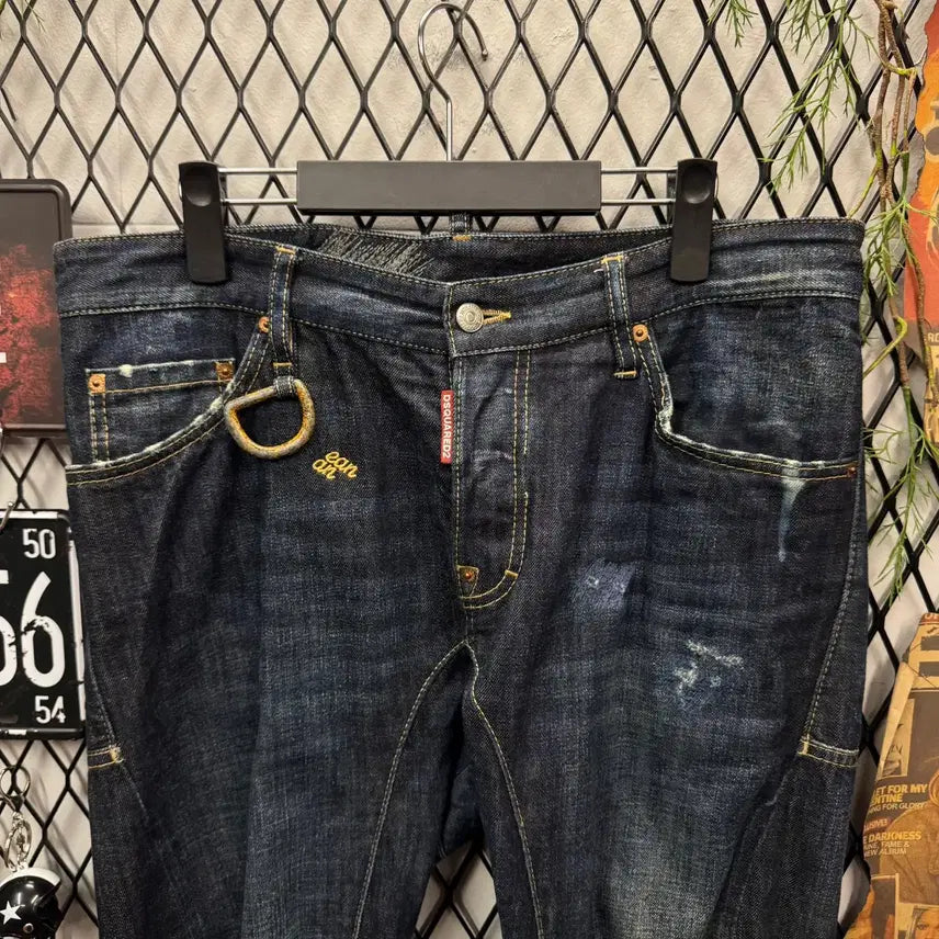 [BUNJANG] Dsquared2 D-Ring Biker Denim Pants / 디스퀘어드2 D링 바이커 데님 팬츠 전면 버클 포인트 진청