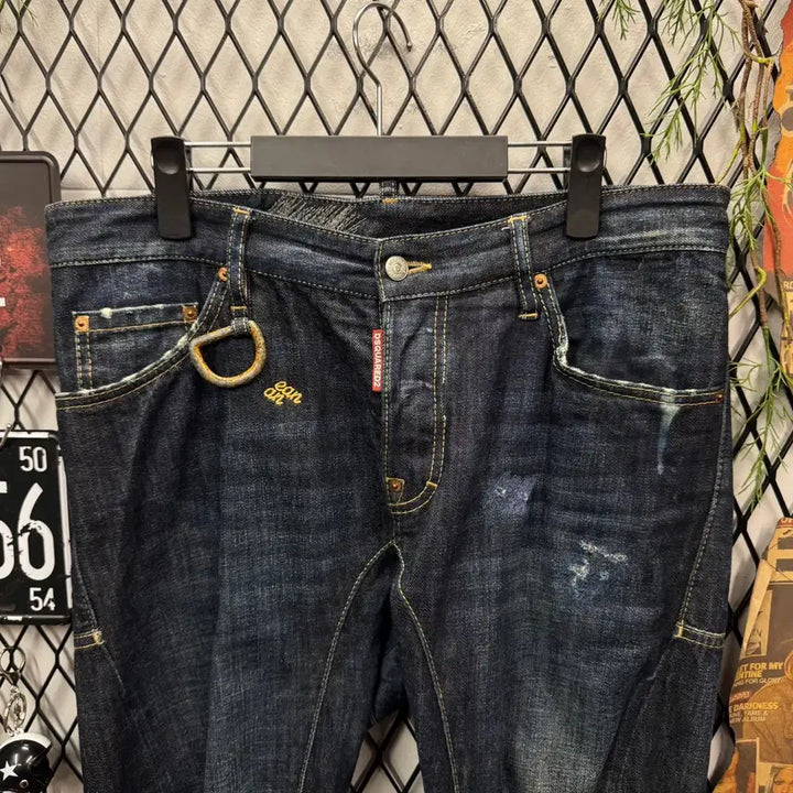 [BUNJANG] Dsquared2 D-Ring Biker Denim Pants / 디스퀘어드2 D링 바이커 데님 팬츠 전면 버클 포인트 진청