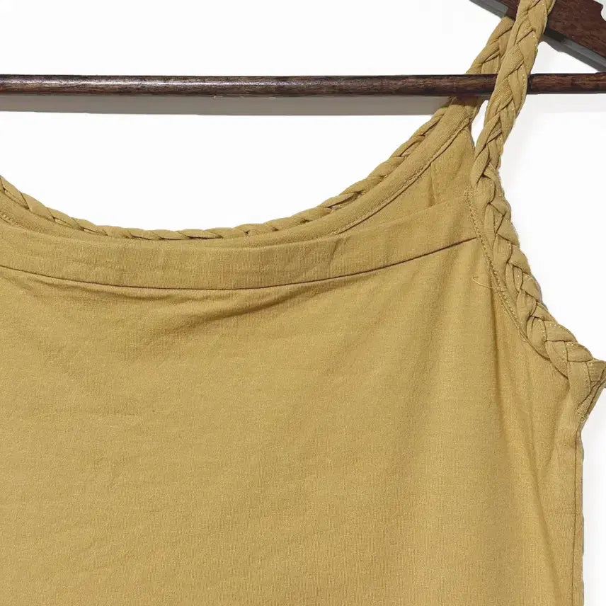 [BUNJANG] Vintage Twist Knit Cami Top / 일본빈티지 라운드 꽈배기끈나시 슬립티 머스터드 모리걸하구미룩갸루y2k