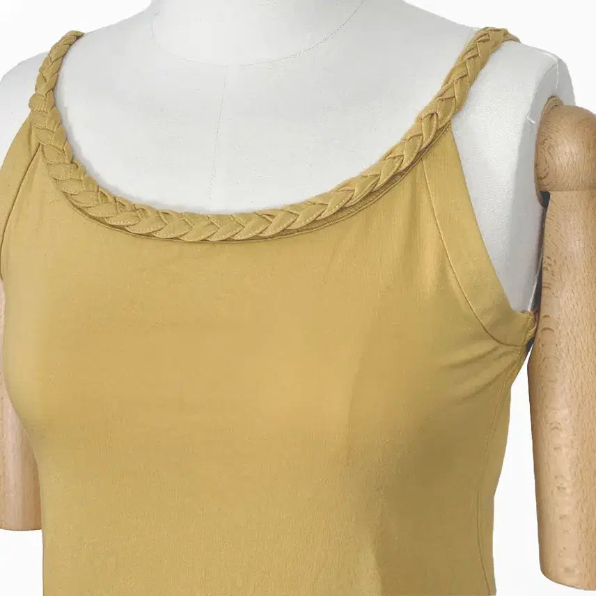 [BUNJANG] Vintage Twist Knit Cami Top / 일본빈티지 라운드 꽈배기끈나시 슬립티 머스터드 모리걸하구미룩갸루y2k