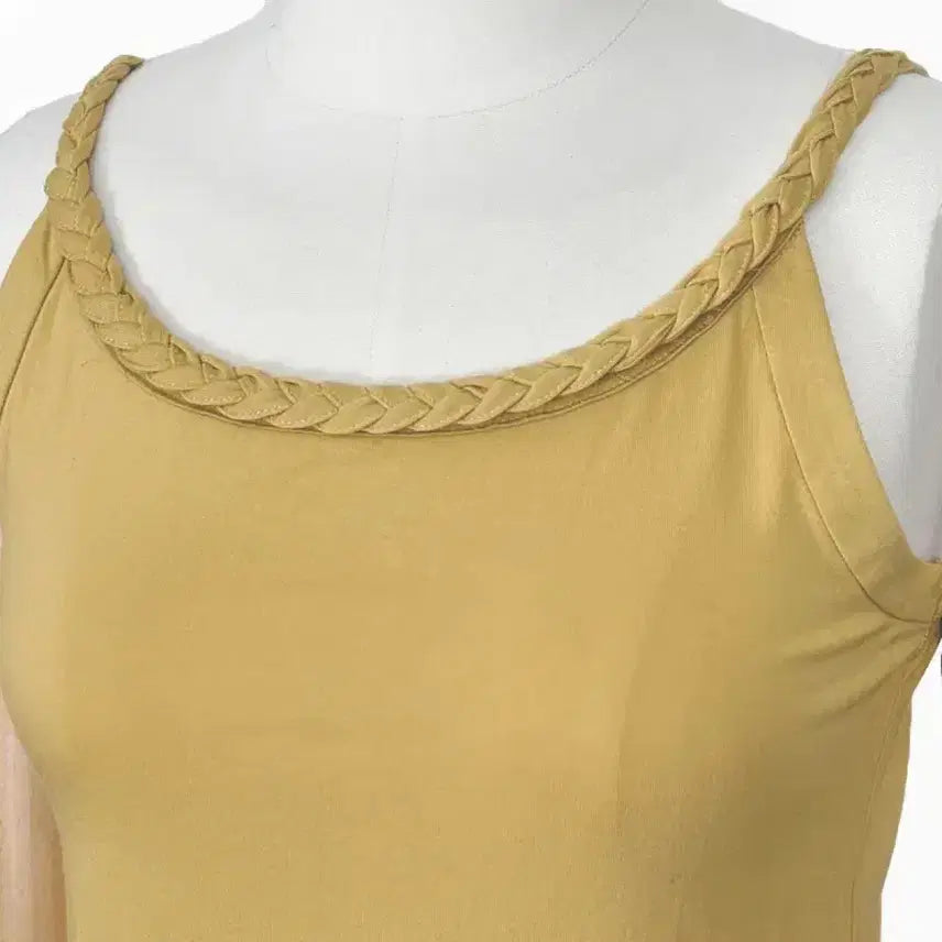 [BUNJANG] Vintage Twist Knit Cami Top / 일본빈티지 라운드 꽈배기끈나시 슬립티 머스터드 모리걸하구미룩갸루y2k