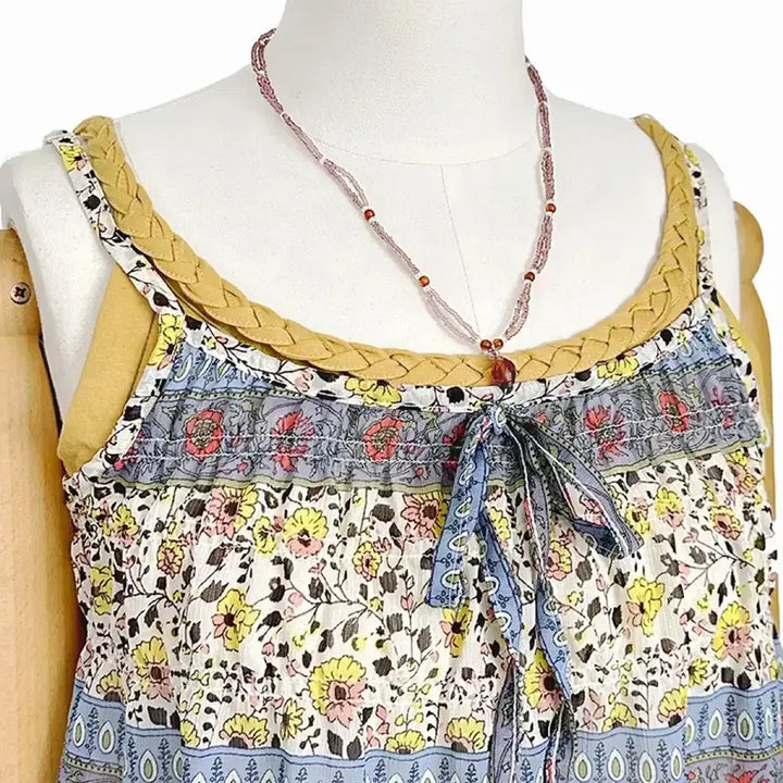 [BUNJANG] Vintage Twist Knit Cami Top / 일본빈티지 라운드 꽈배기끈나시 슬립티 머스터드 모리걸하구미룩갸루y2k