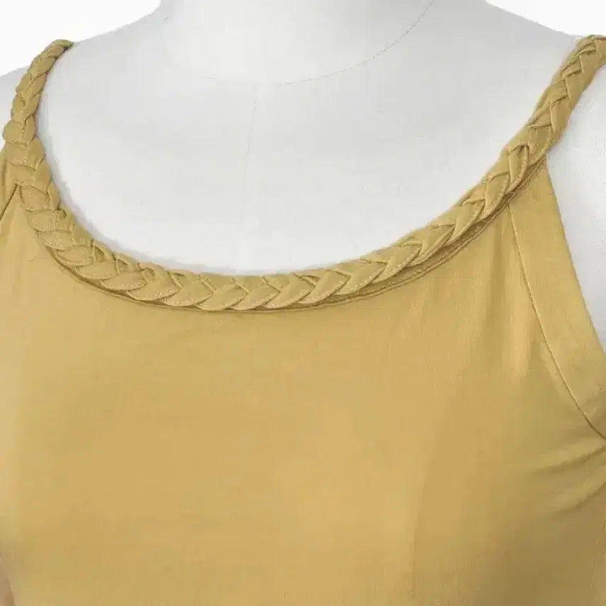 [BUNJANG] Vintage Twist Knit Cami Top / 일본빈티지 라운드 꽈배기끈나시 슬립티 머스터드 모리걸하구미룩갸루y2k