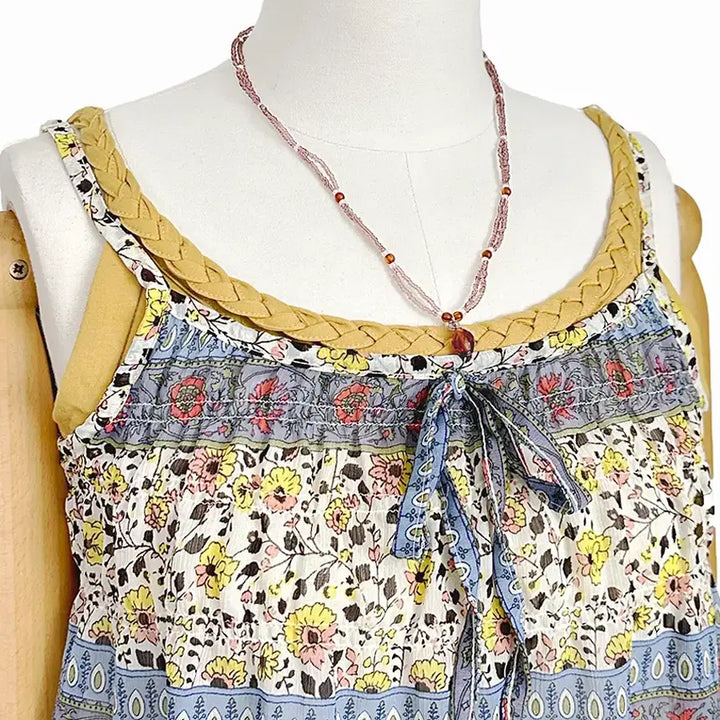 [BUNJANG] Vintage Twist Knit Cami Top / 일본빈티지 라운드 꽈배기끈나시 슬립티 머스터드 모리걸하구미룩갸루y2k