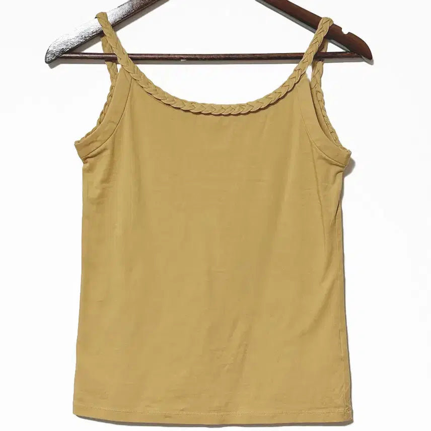 [BUNJANG] Vintage Twist Knit Cami Top / 일본빈티지 라운드 꽈배기끈나시 슬립티 머스터드 모리걸하구미룩갸루y2k