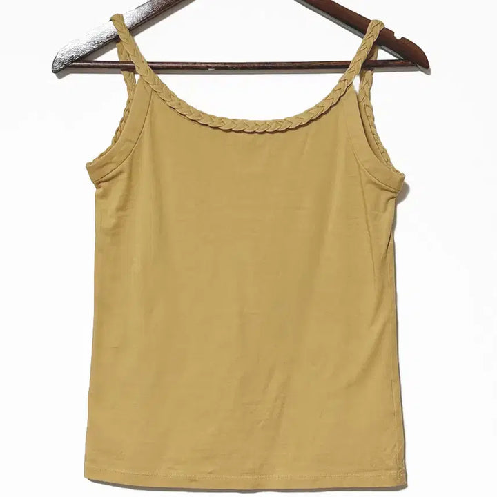 [BUNJANG] Vintage Twist Knit Cami Top / 일본빈티지 라운드 꽈배기끈나시 슬립티 머스터드 모리걸하구미룩갸루y2k