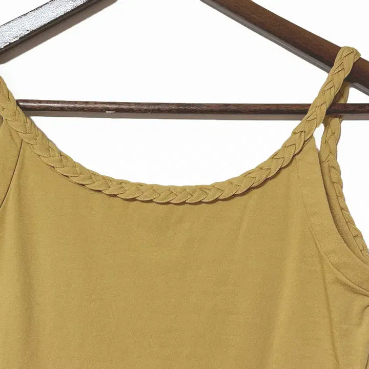 [BUNJANG] Vintage Twist Knit Cami Top / 일본빈티지 라운드 꽈배기끈나시 슬립티 머스터드 모리걸하구미룩갸루y2k