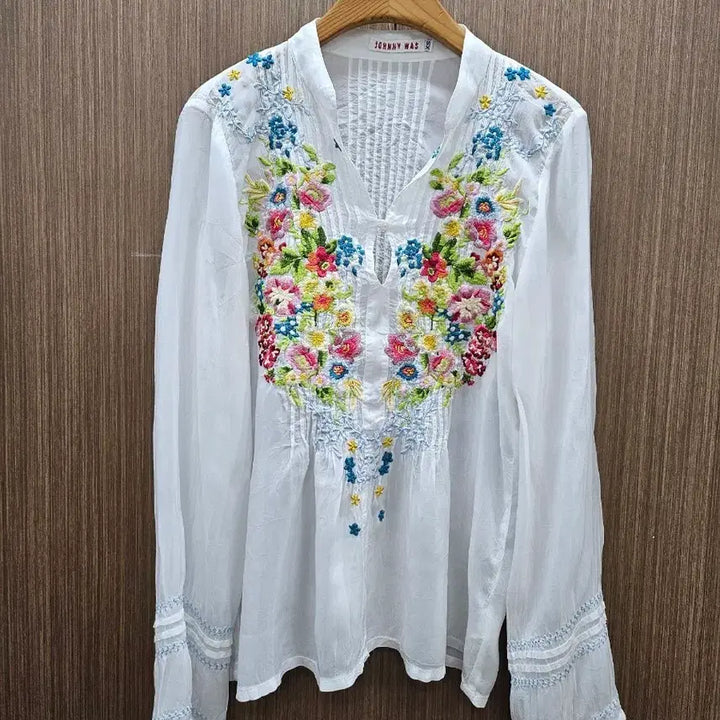 [BUNJANG] Johnny Was Floral Linen Blouse XS / 조니워스 (Johnny Was) 플라워 린넨 블라우스 XS(55)
