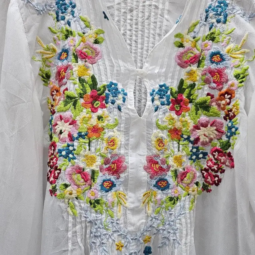 [BUNJANG] Johnny Was Floral Linen Blouse XS / 조니워스 (Johnny Was) 플라워 린넨 블라우스 XS(55)