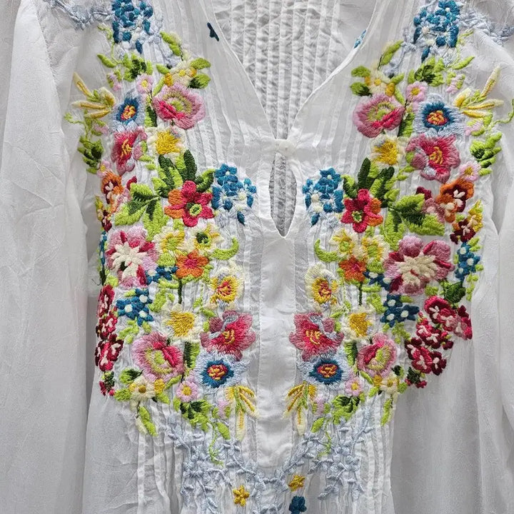 [BUNJANG] Johnny Was Floral Linen Blouse XS / 조니워스 (Johnny Was) 플라워 린넨 블라우스 XS(55)